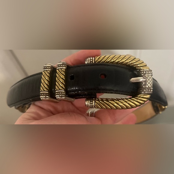 Vtg Brighton Classics Women’s Sz M 30 Black Belt Gold Silver 4B814 Made In USA - Picture 2 of 16